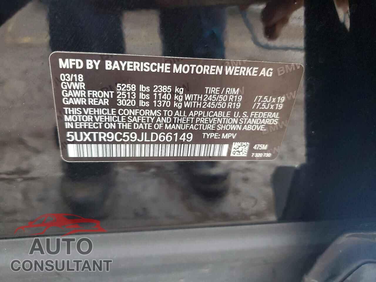 BMW X3 2018 - 5UXTR9C59JLD66149