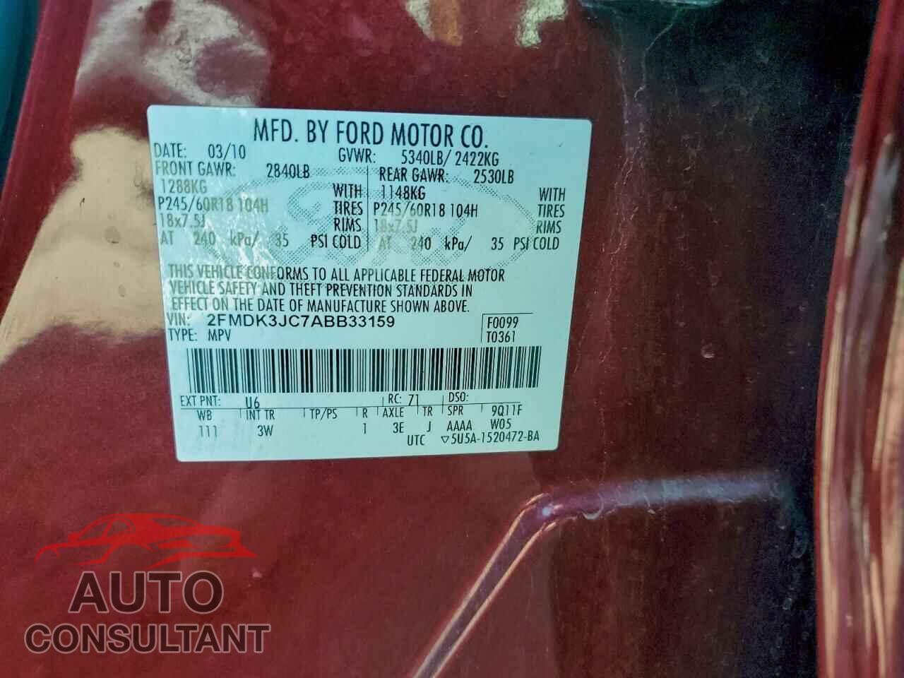 FORD EDGE 2010 - 2FMDK3JC7ABB33159