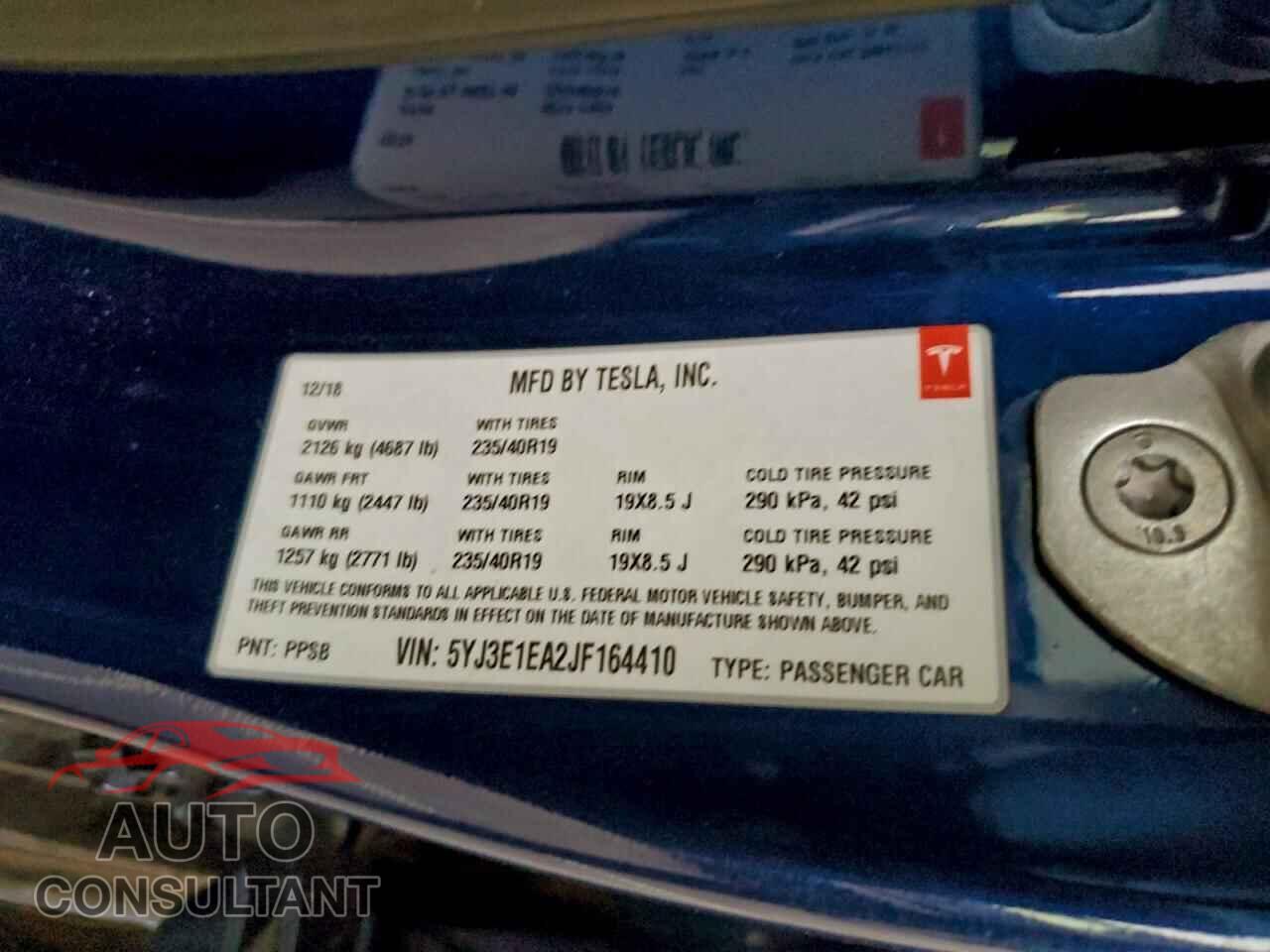 TESLA MODEL 3 2018 - 5YJ3E1EA2JF164410