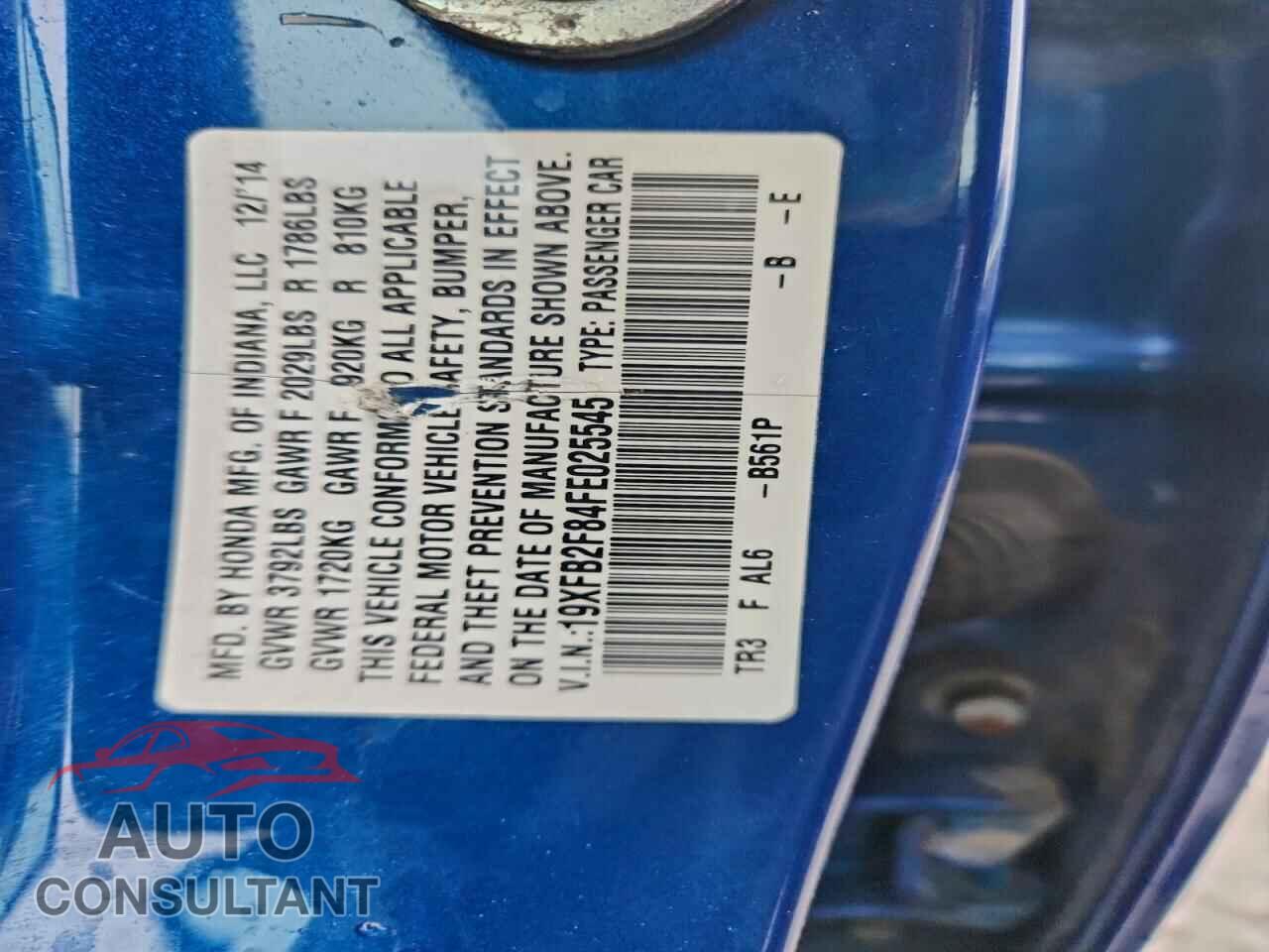 HONDA CIVIC 2015 - 19XFB2F84FE025545