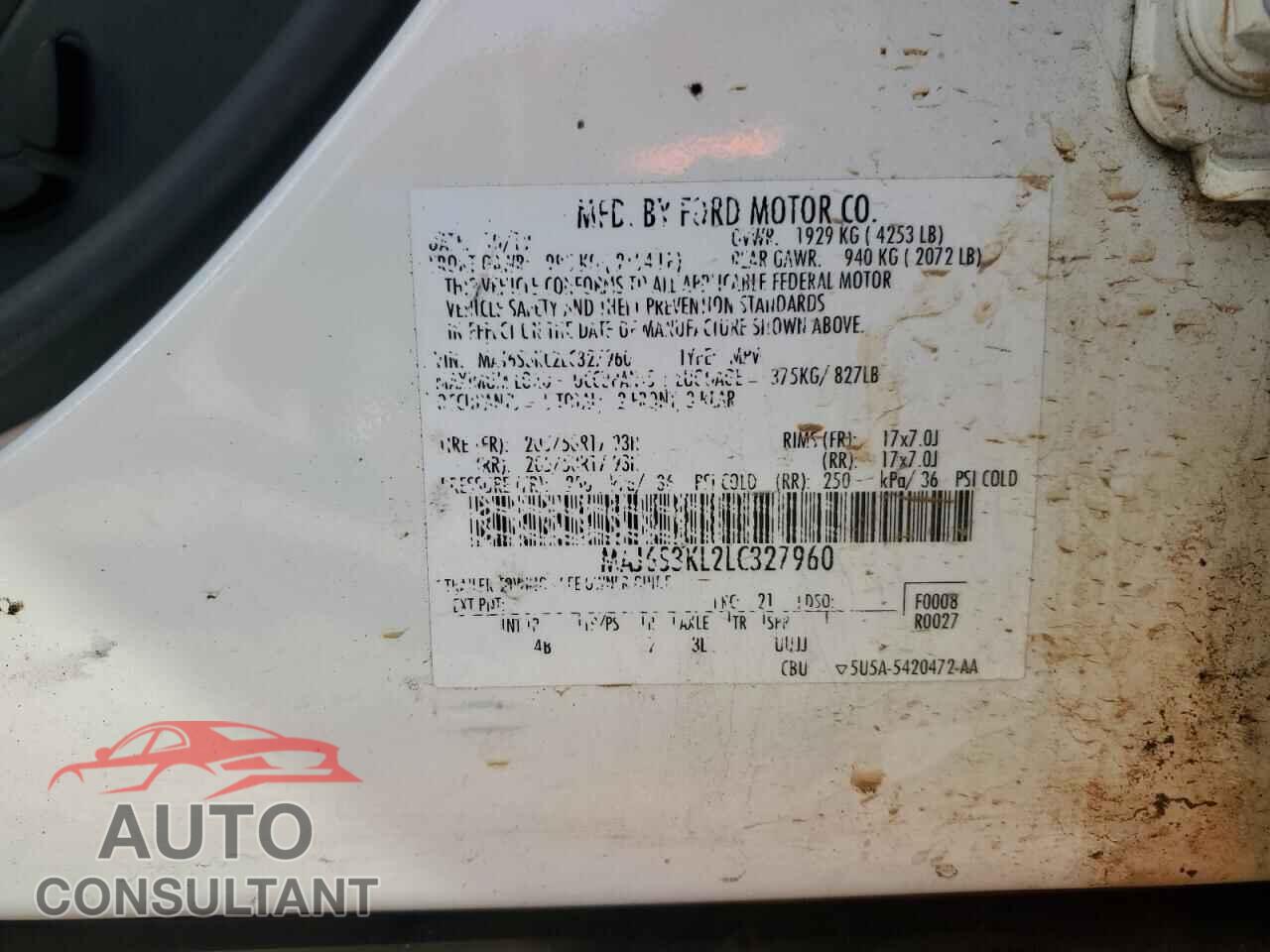 FORD ECOSPORT 2020 - MAJ6S3KL2LC327960