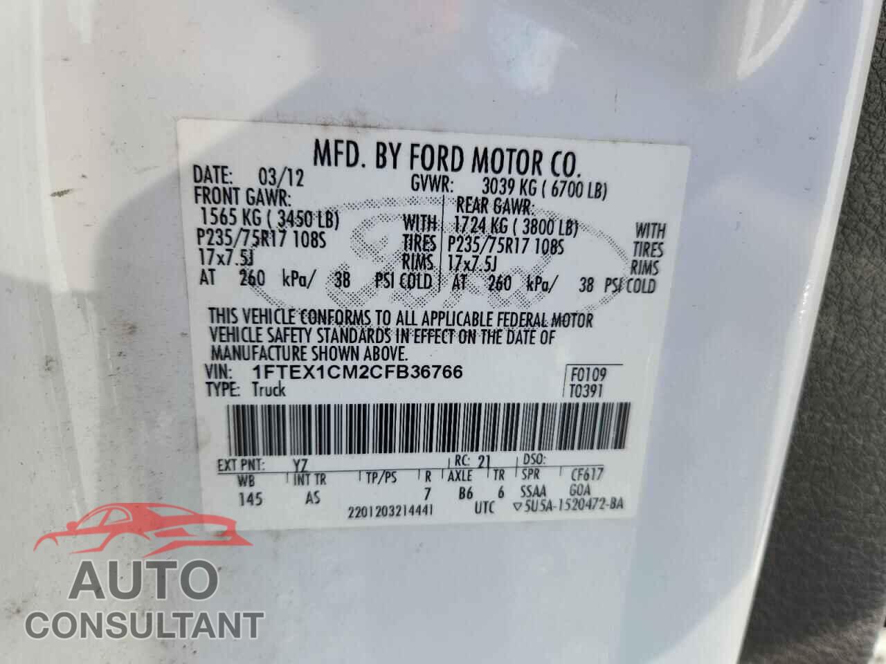 FORD F-150 2012 - 1FTEX1CM2CFB36766