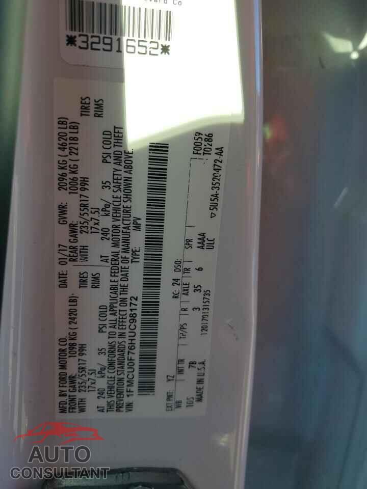 FORD ESCAPE 2017 - 1FMCU0F76HUC98172