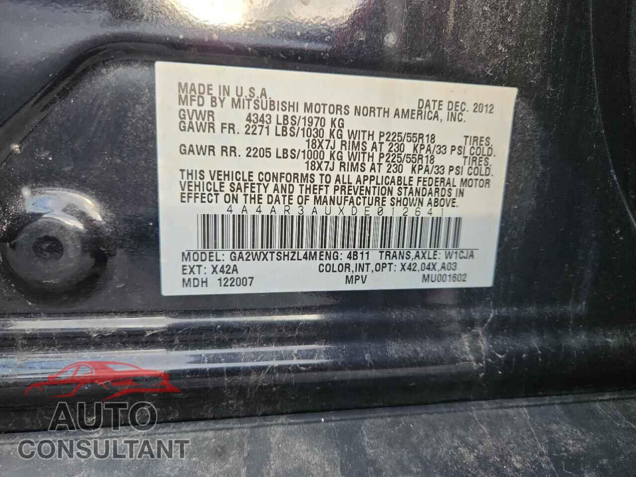 MITSUBISHI OUTLANDER 2013 - 4A4AR3AUXDE012641