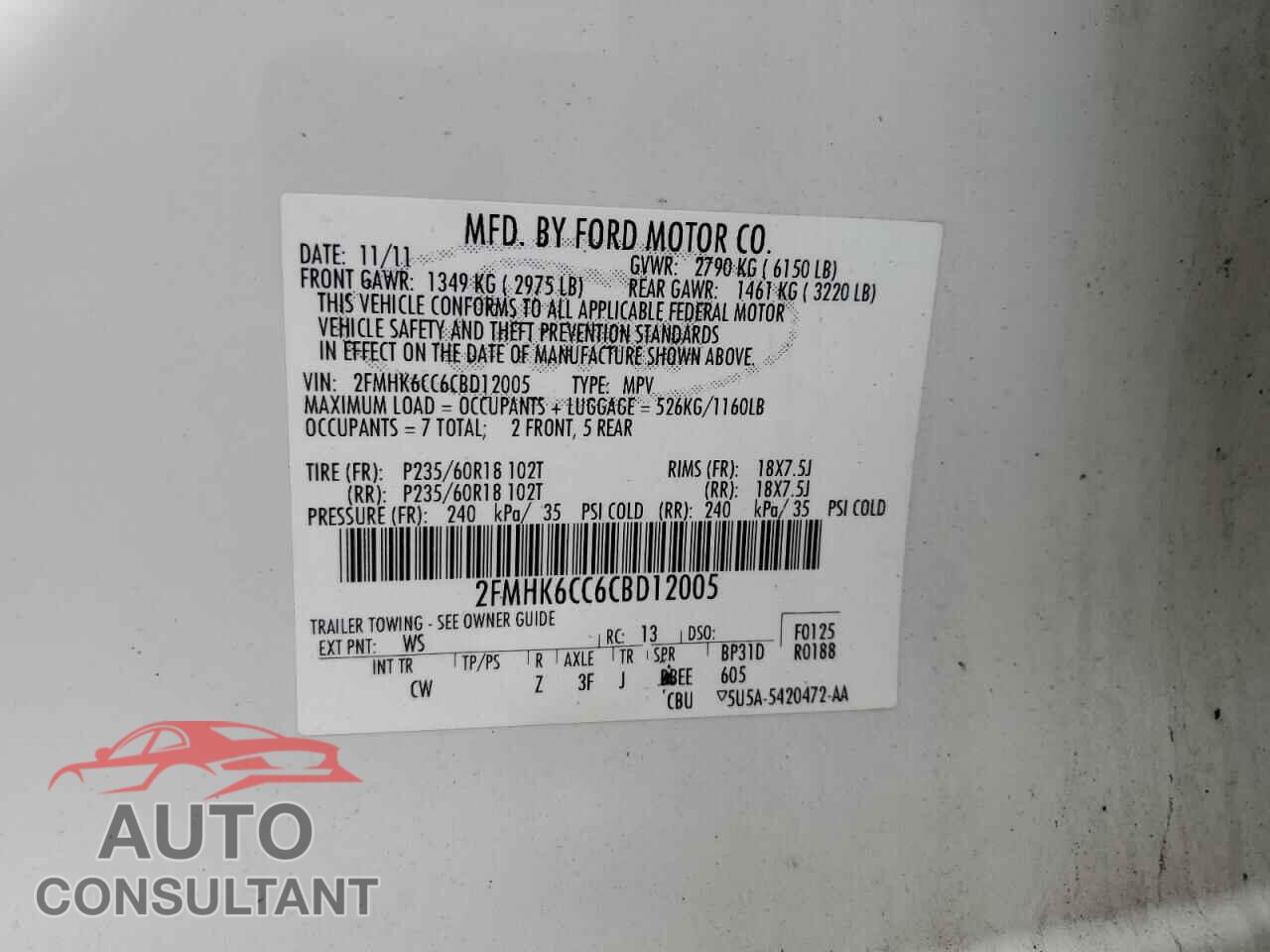 FORD FLEX 2012 - 2FMHK6CC6CBD12005
