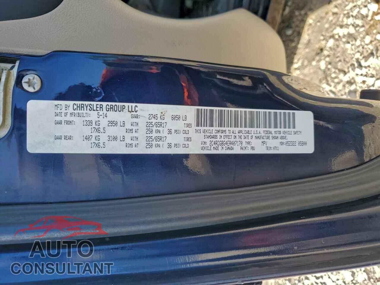 DODGE CARAVAN 2014 - 2C4RDGBG4ER407170