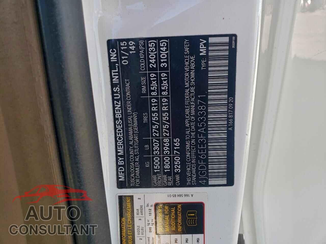 MERCEDES-BENZ GL-CLASS 2015 - 4JGDF6EE3FA533871