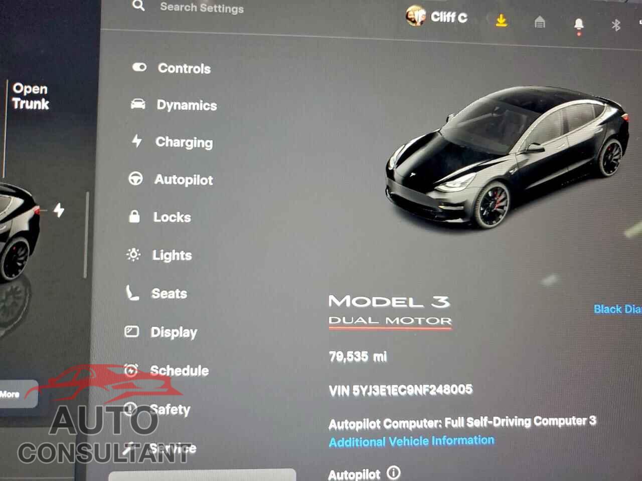 TESLA MODEL 3 2022 - 5YJ3E1EC9NF248005