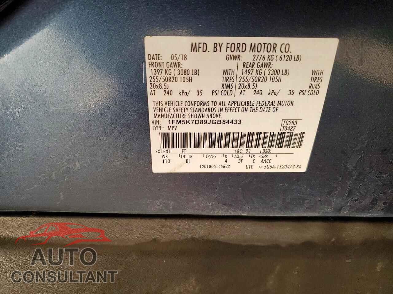 FORD EXPLORER 2018 - 1FM5K7D89JGB84433