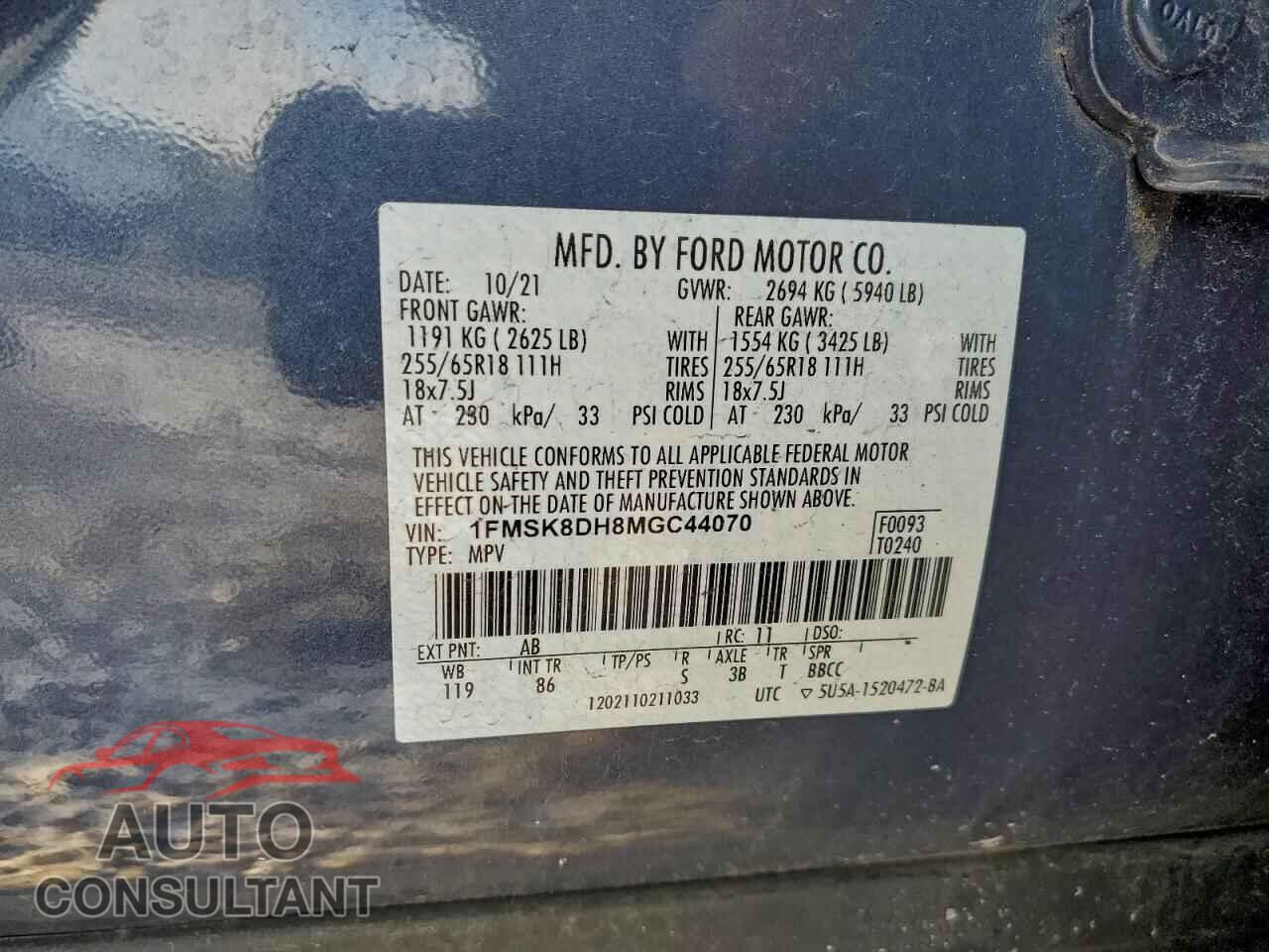 FORD EXPLORER 2021 - 1FMSK8DH8MGC44070