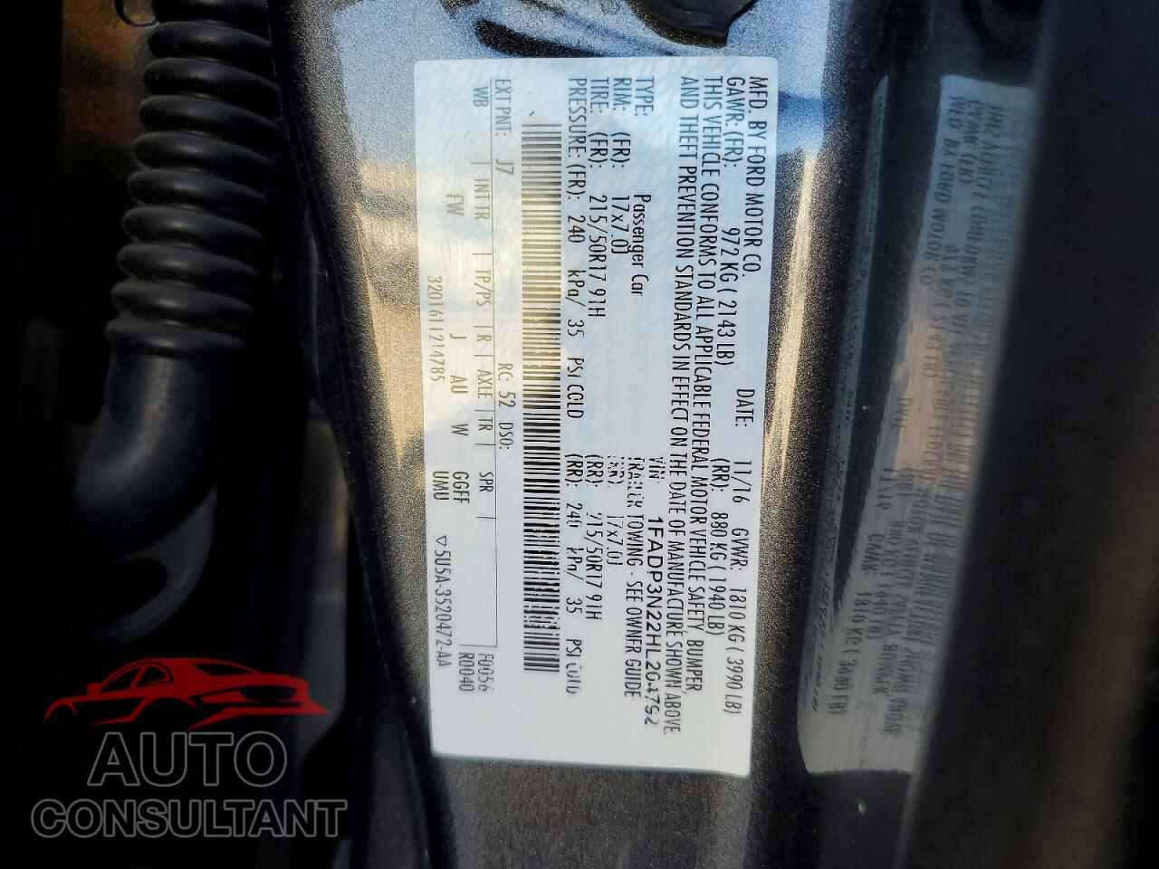 FORD FOCUS 2017 - 1FADP3N22HL204792