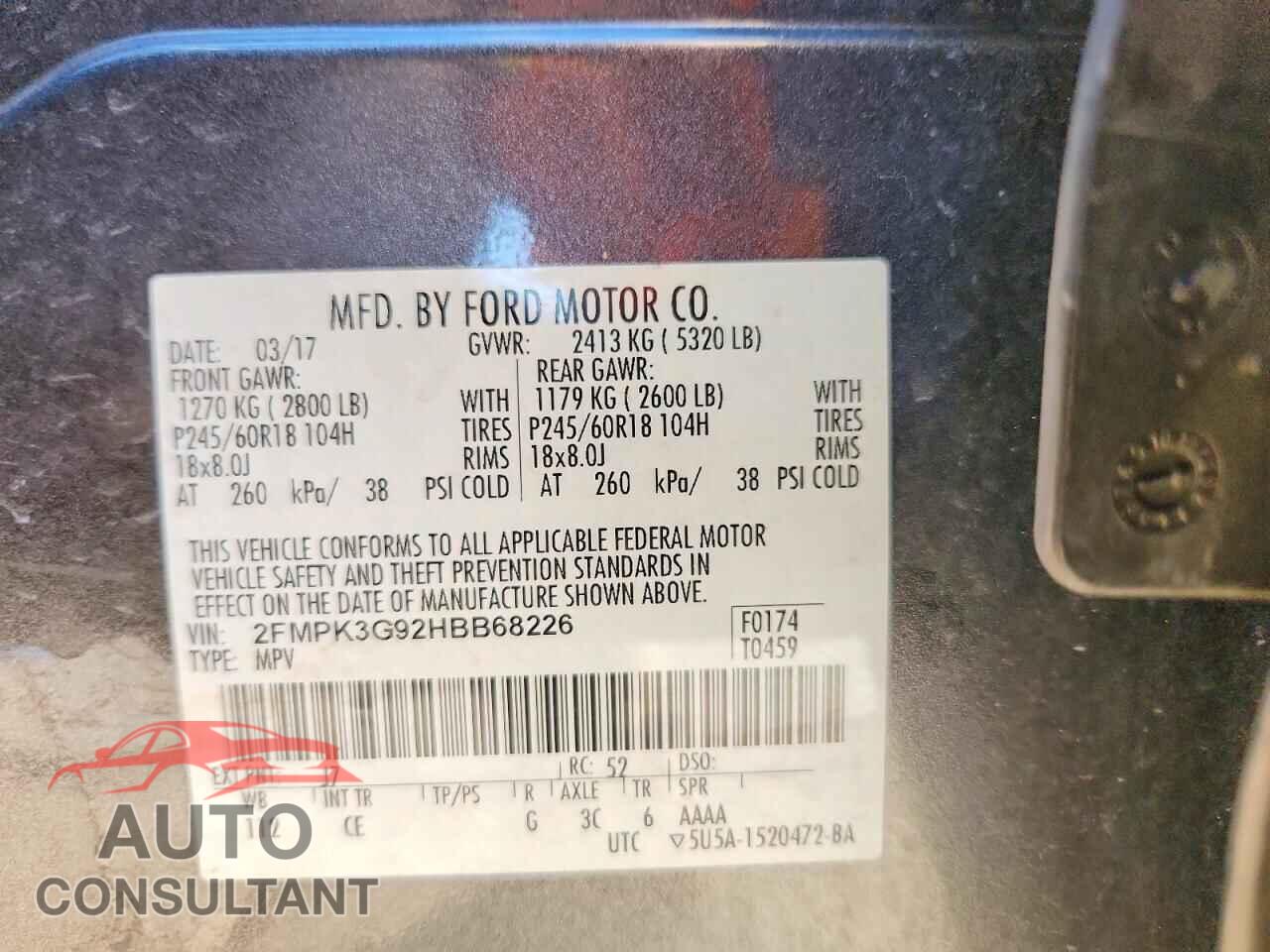 FORD EDGE 2017 - 2FMPK3G92HBB68226