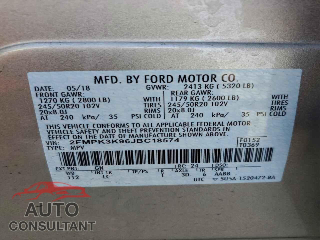 FORD EDGE 2018 - 2FMPK3K96JBC18574