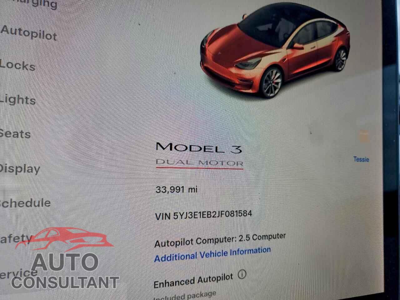 TESLA MODEL 3 2018 - 5YJ3E1EB2JF081584