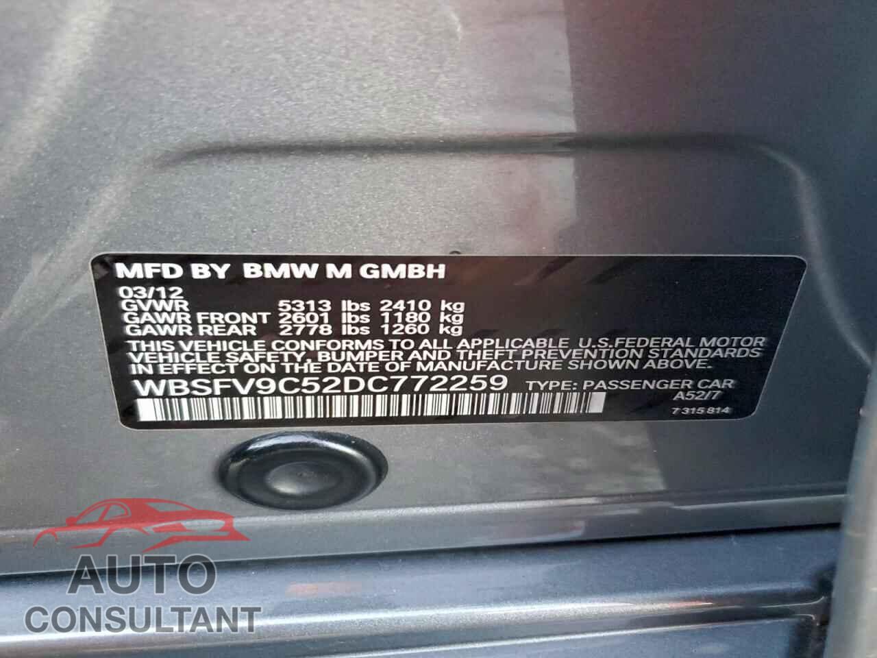 BMW M5 2013 - WBSFV9C52DC772259