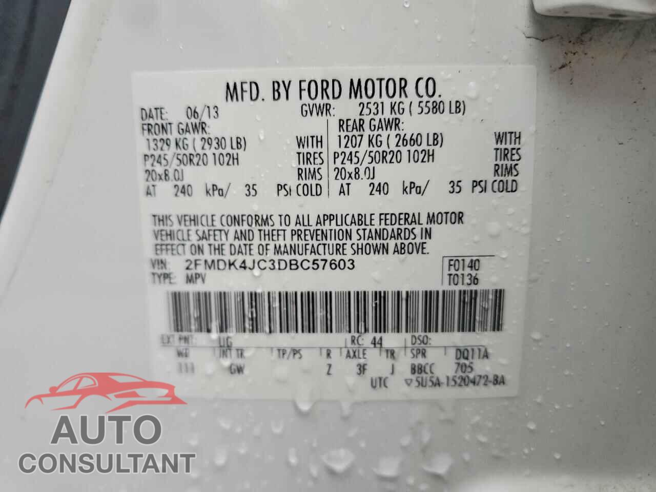FORD EDGE 2013 - 2FMDK4JC3DBC57603
