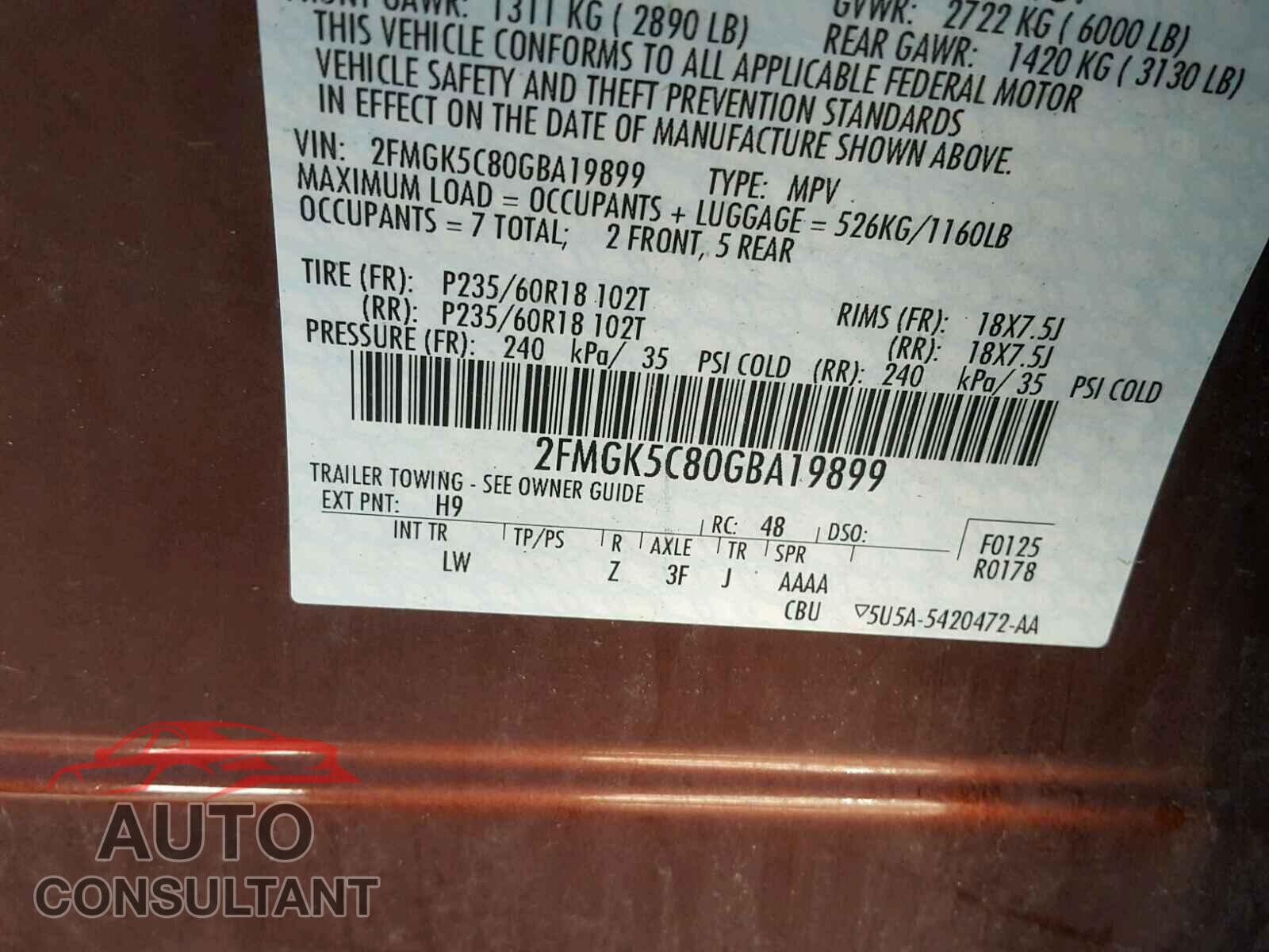 FORD FLEX 2016 - 2FMGK5C80GBA19899
