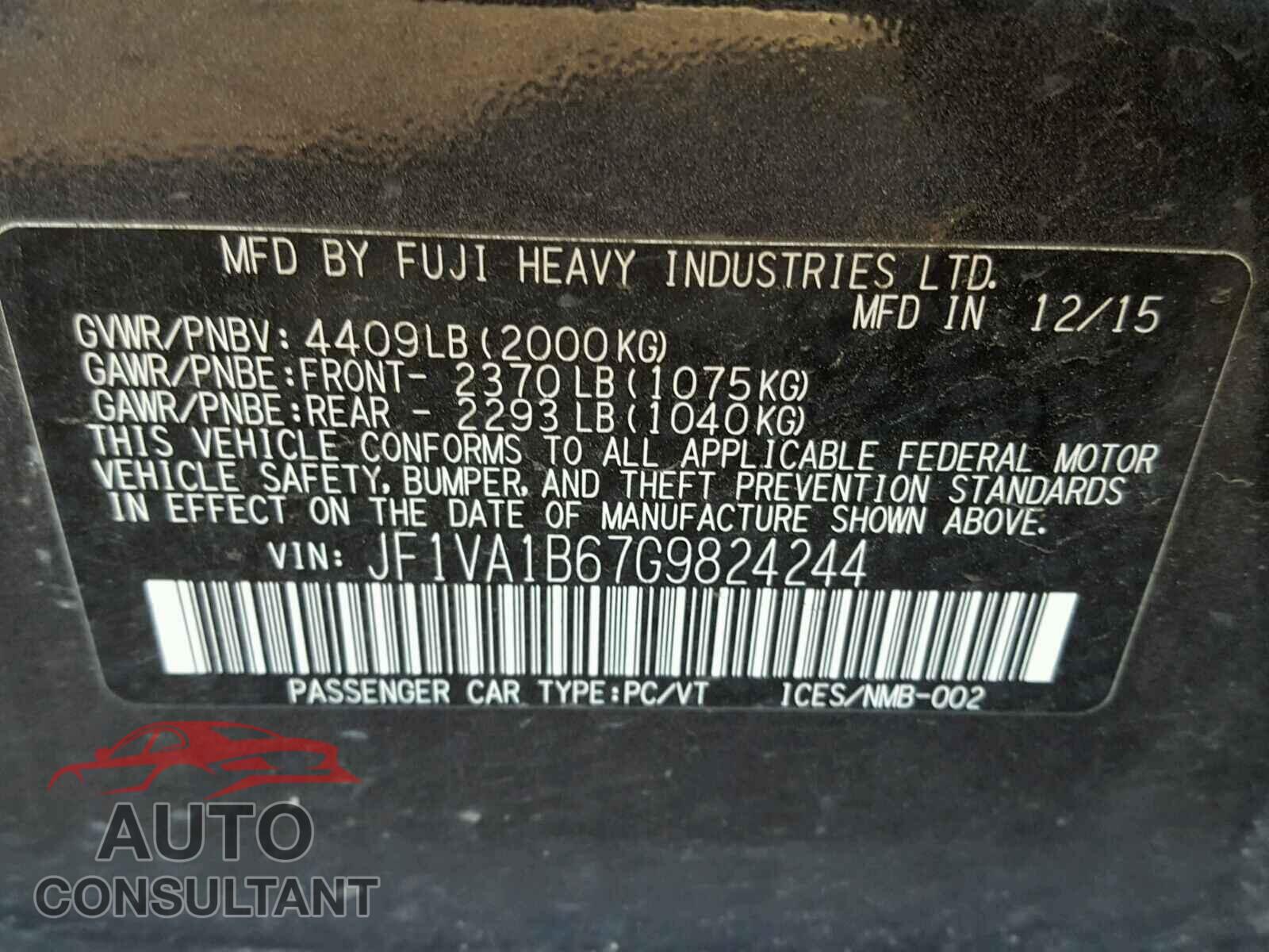 SUBARU WRX 2016 - JF1VA1B67G9824244