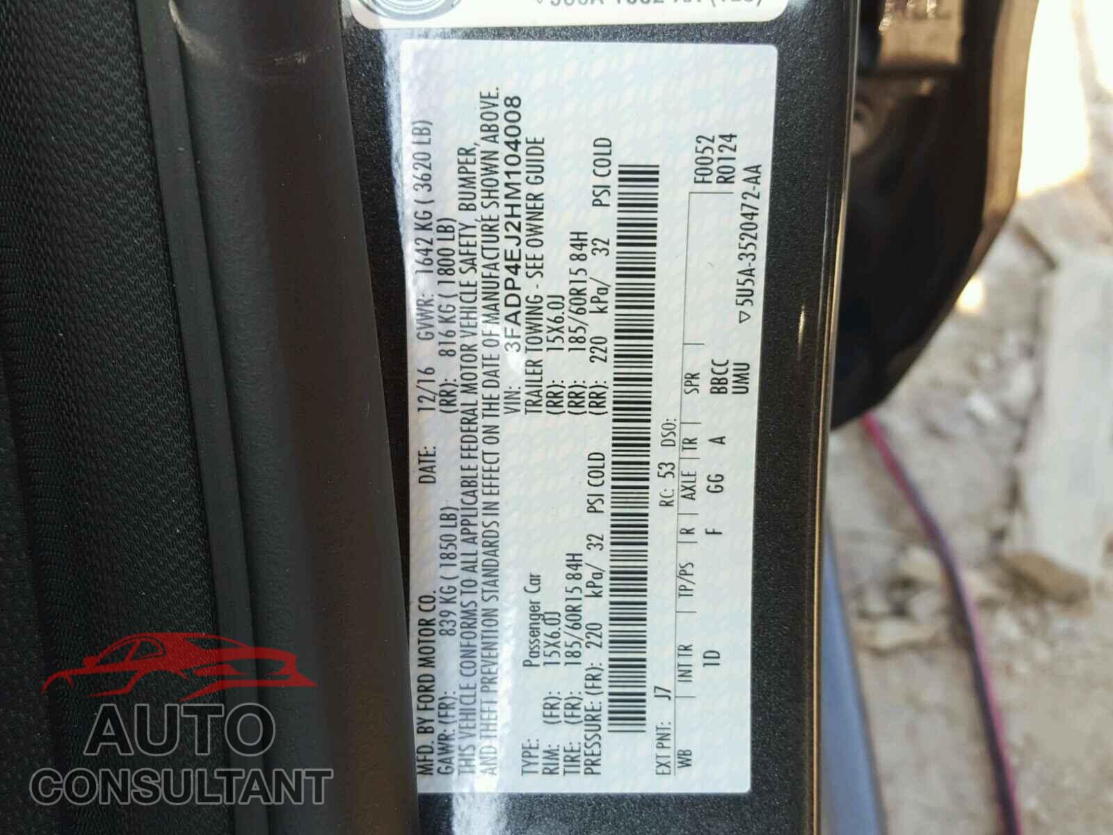FORD FIESTA 2017 - 3FADP4EJ2HM104008