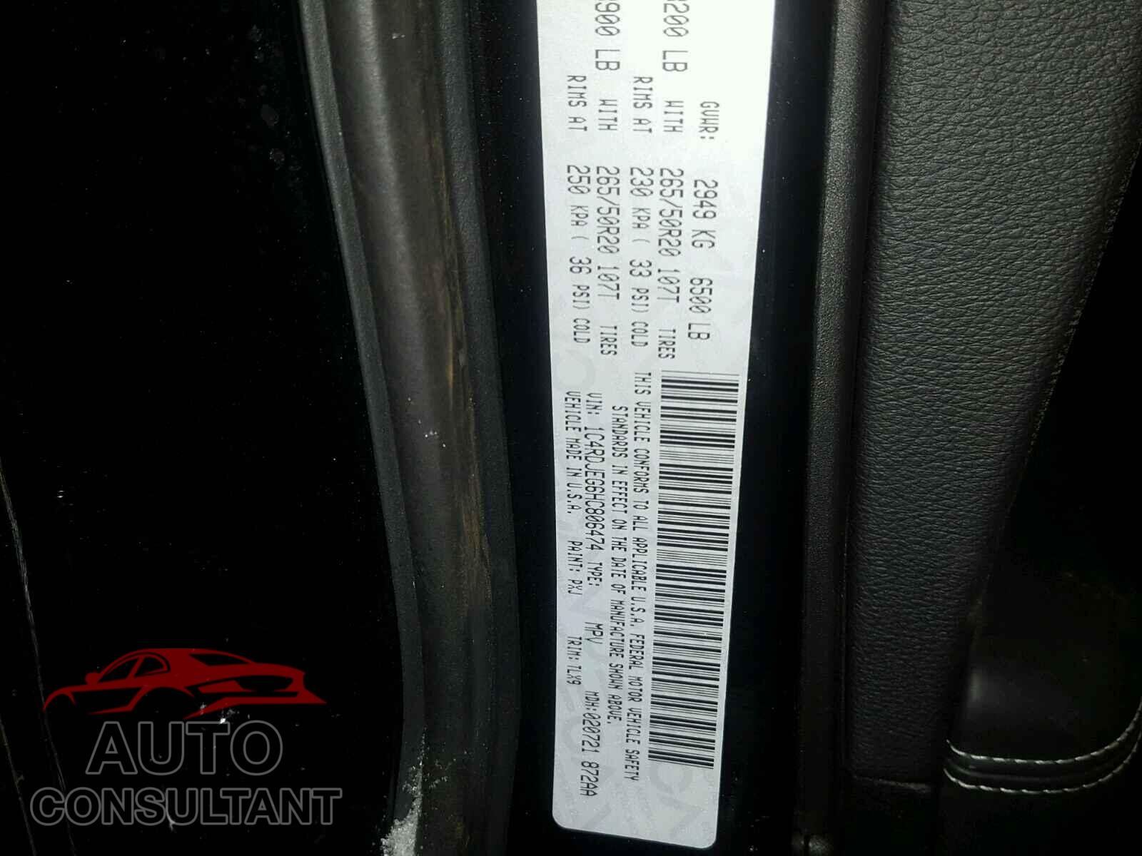 DODGE DURANGO 2017 - 1C4RDJEG6HC806474