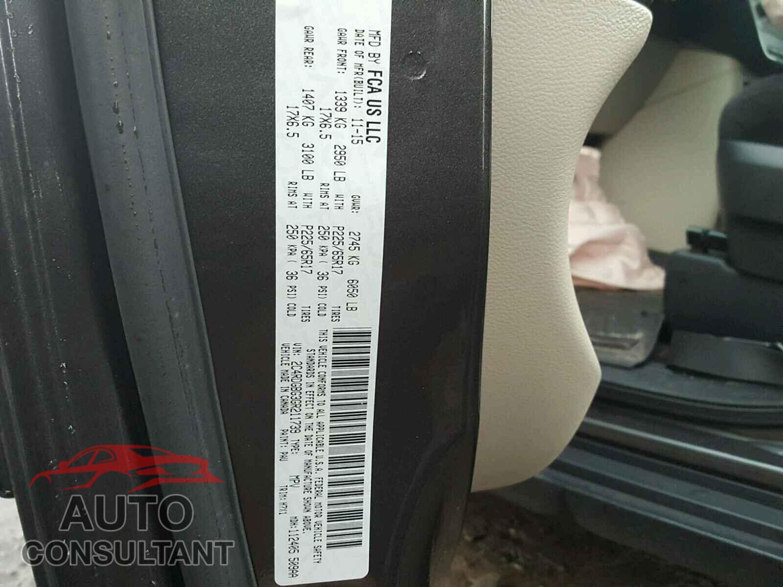DODGE CARAVAN 2016 - 2C4RDGBG3GR211739