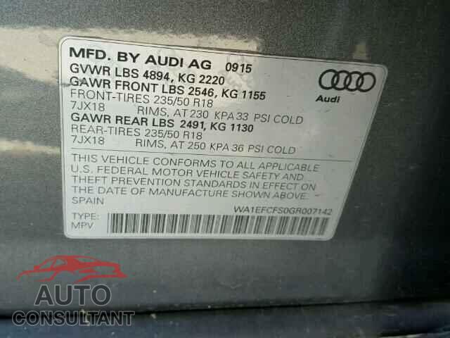 AUDI Q3 2016 - WA1EFCFS0GR007142