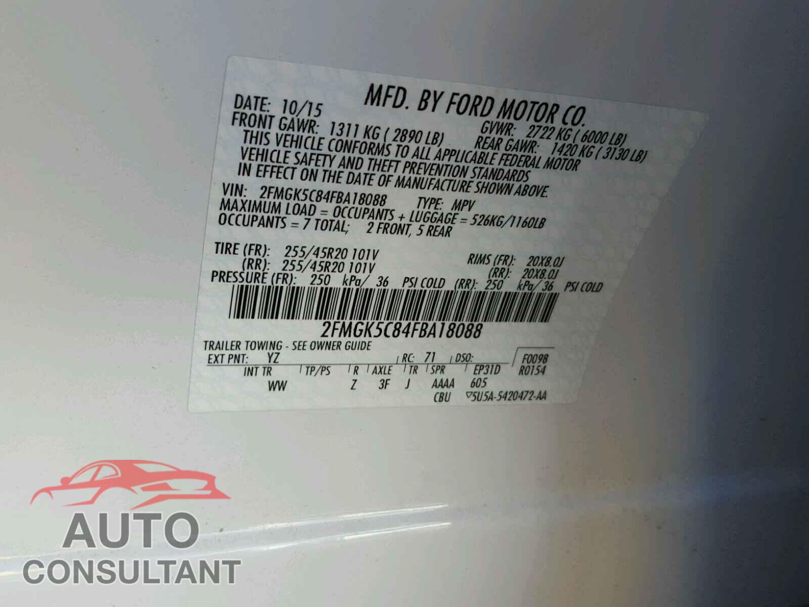 FORD FLEX 2015 - 2FMGK5C84FBA18088