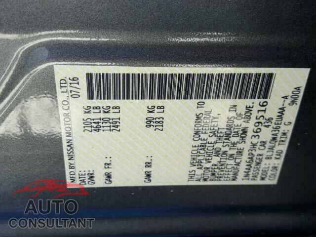 NISSAN MAXIMA 2017 - 1N4AA6AP3HC369516