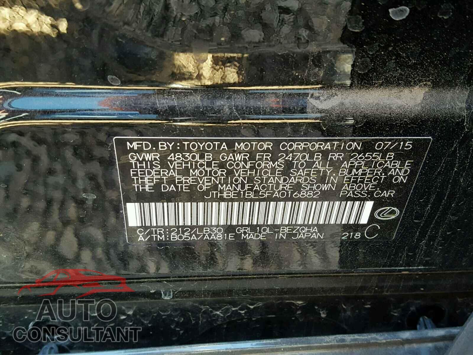 LEXUS GS350 2015 - JTHBE1BL5FA016882