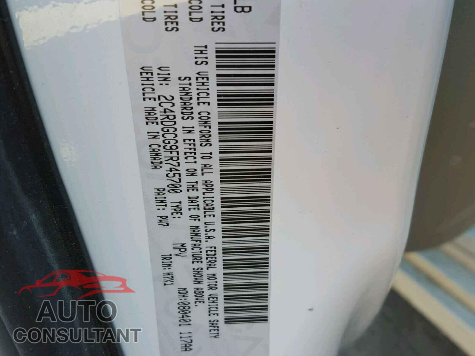 DODGE CARAVAN 2015 - 2C4RDGCG9FR745700