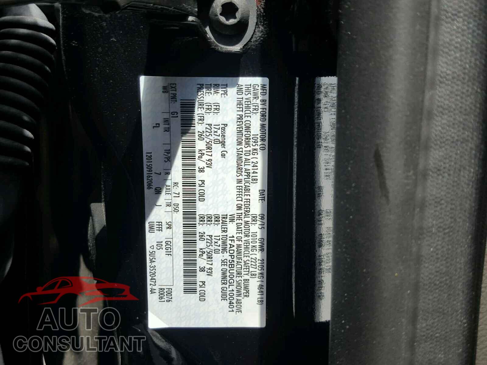 FORD CMAX 2016 - 1FADP5BU0GL100401
