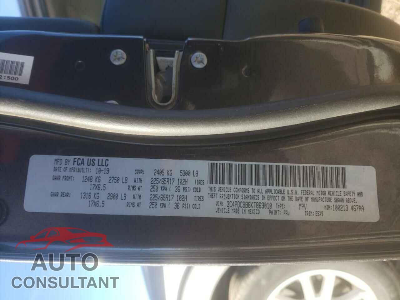 DODGE JOURNEY 2019 - 3C4PDCBB8KT863010