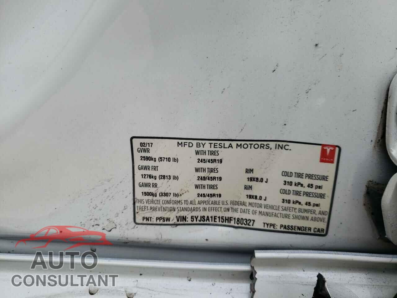 TESLA MODEL S 2017 - 5YJSA1E15HF180327