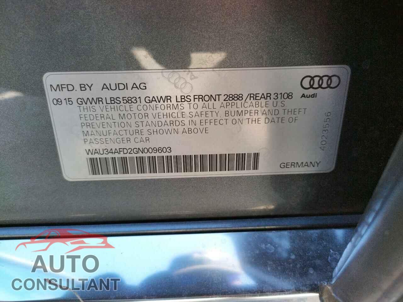 AUDI A8 2016 - WAU34AFD2GN009603