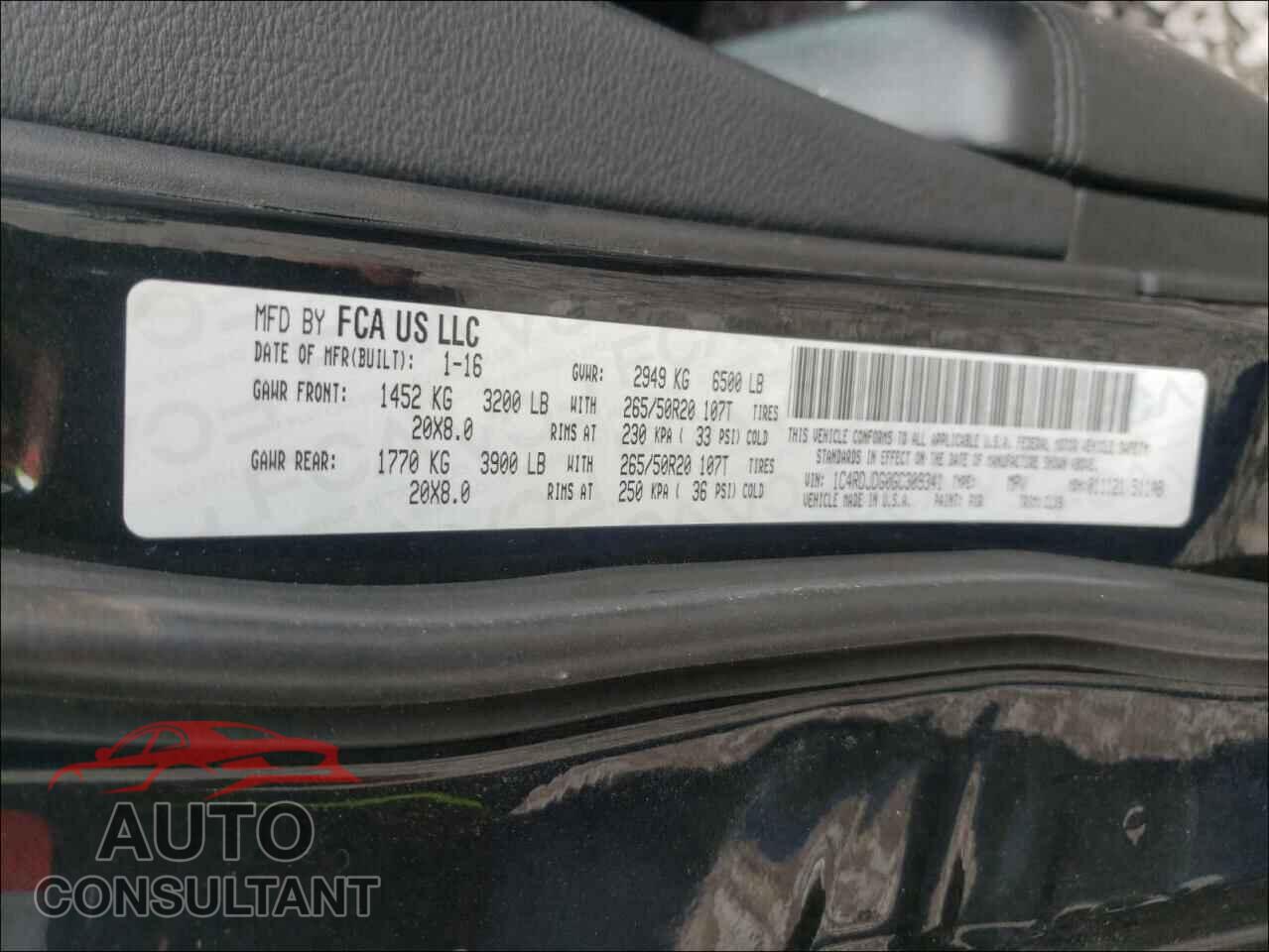 DODGE DURANGO 2016 - 1C4RDJDG0GC309341