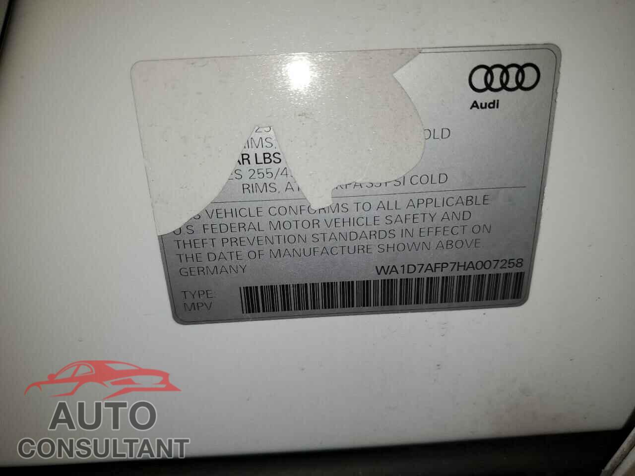 AUDI Q5 2017 - WA1D7AFP7HA007258