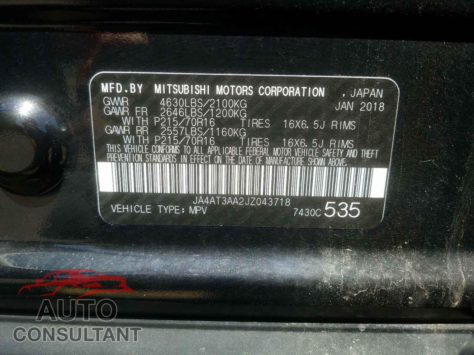 MITSUBISHI ECLIPSE 2018 - JA4AT3AA2JZ043718
