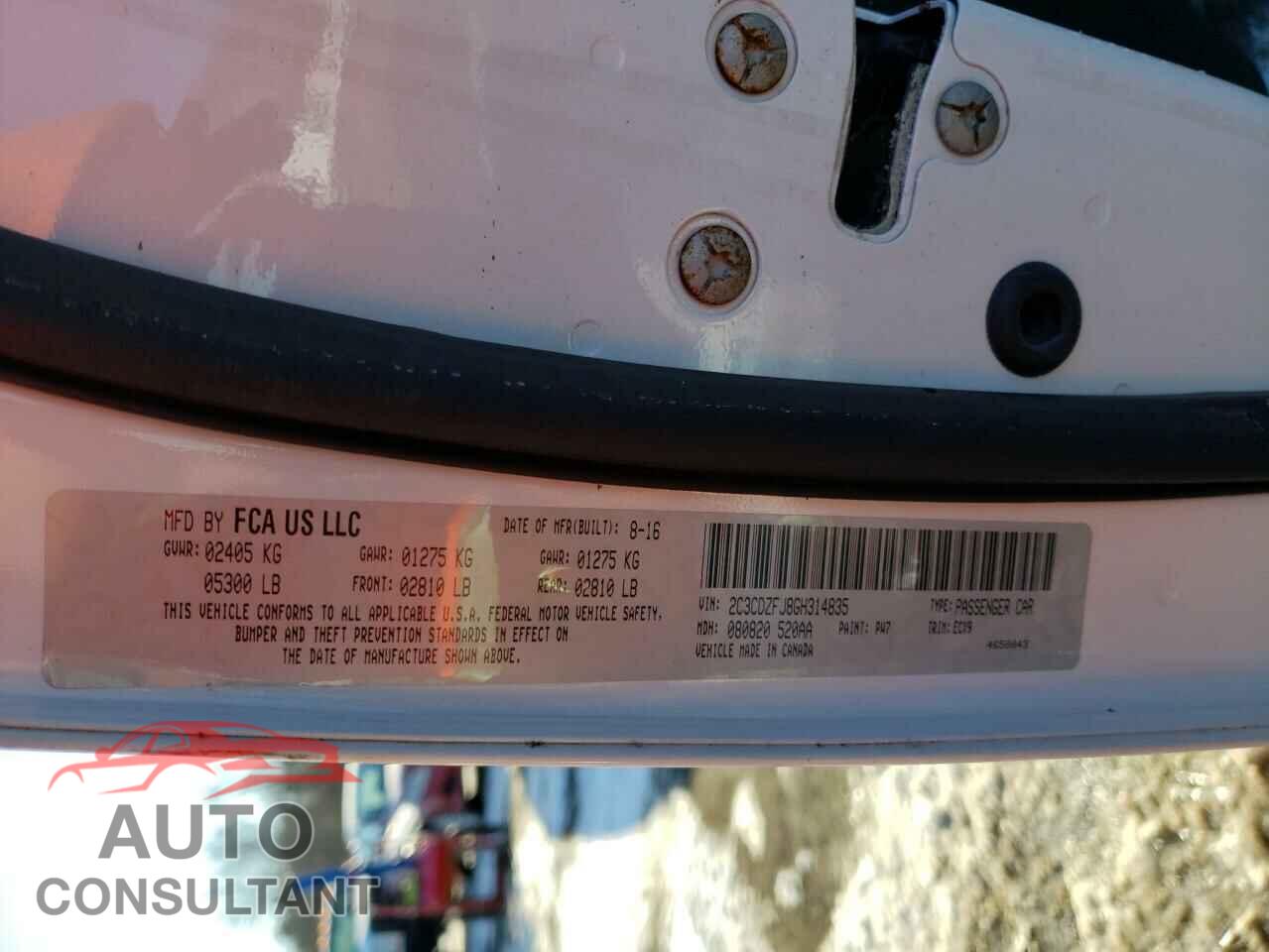 DODGE CHALLENGER 2016 - 2C3CDZFJ8GH314835