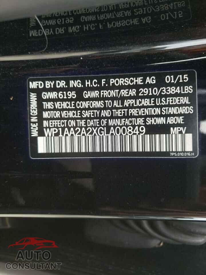 PORSCHE CAYENNE 2016 - WP1AA2A2XGLA00849