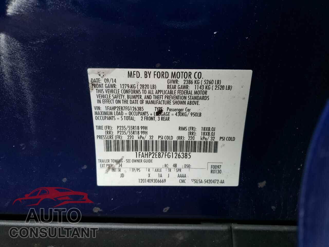 FORD TAURUS 2015 - 1FAHP2E87FG126385