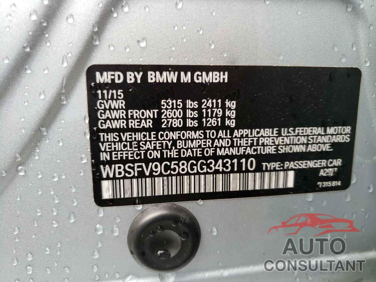 BMW M5 2016 - WBSFV9C58GG343110