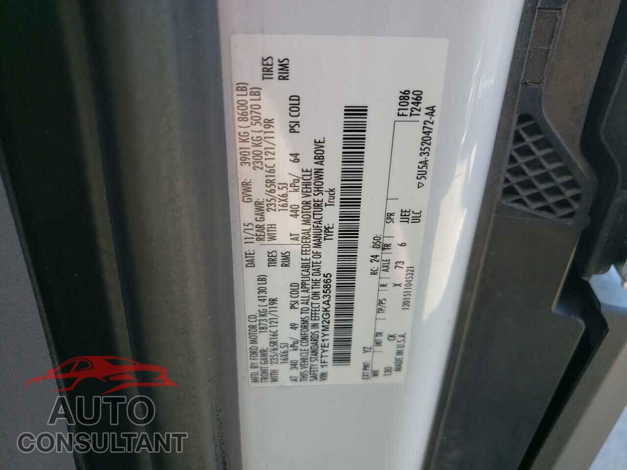 FORD TRANSIT CO 2016 - 1FTYE1YM2GKA35865