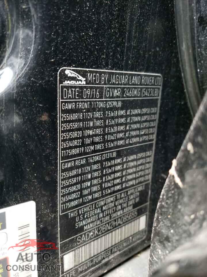 JAGUAR F-PACE 2017 - SADCK2BN2HA085655