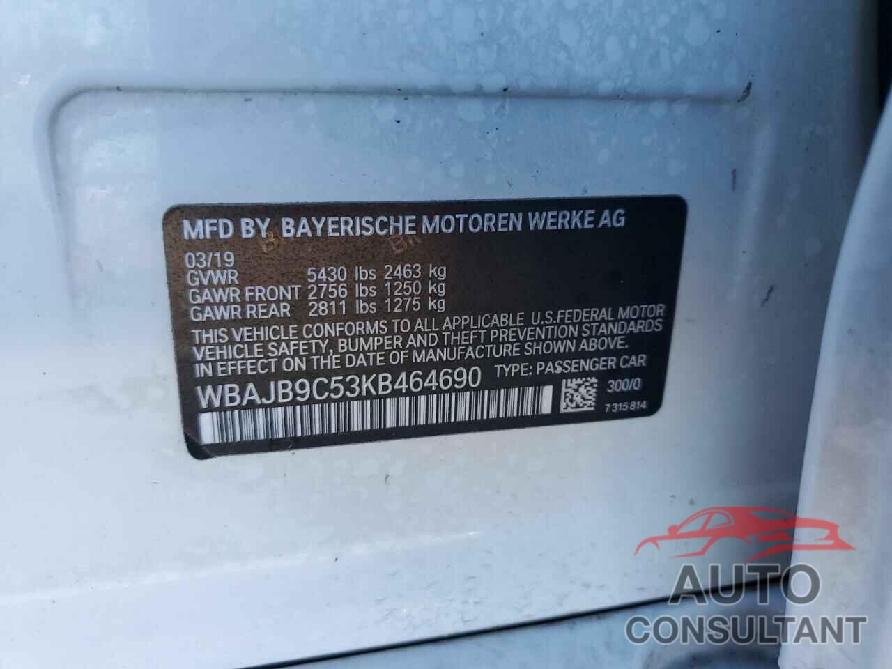 BMW M5 2019 - WBAJB9C53KB464690
