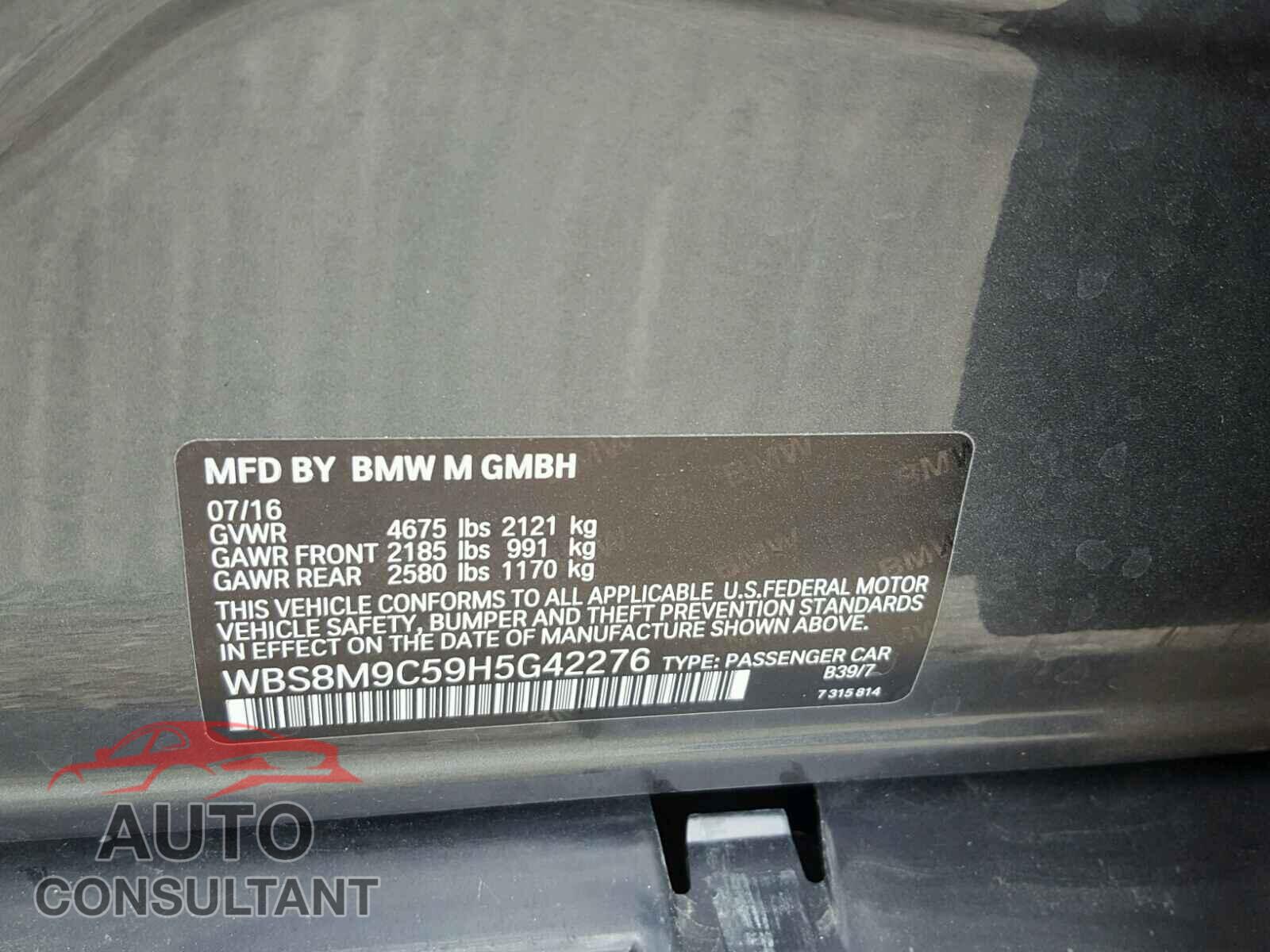 BMW M3 2017 - WBS8M9C59H5G42276