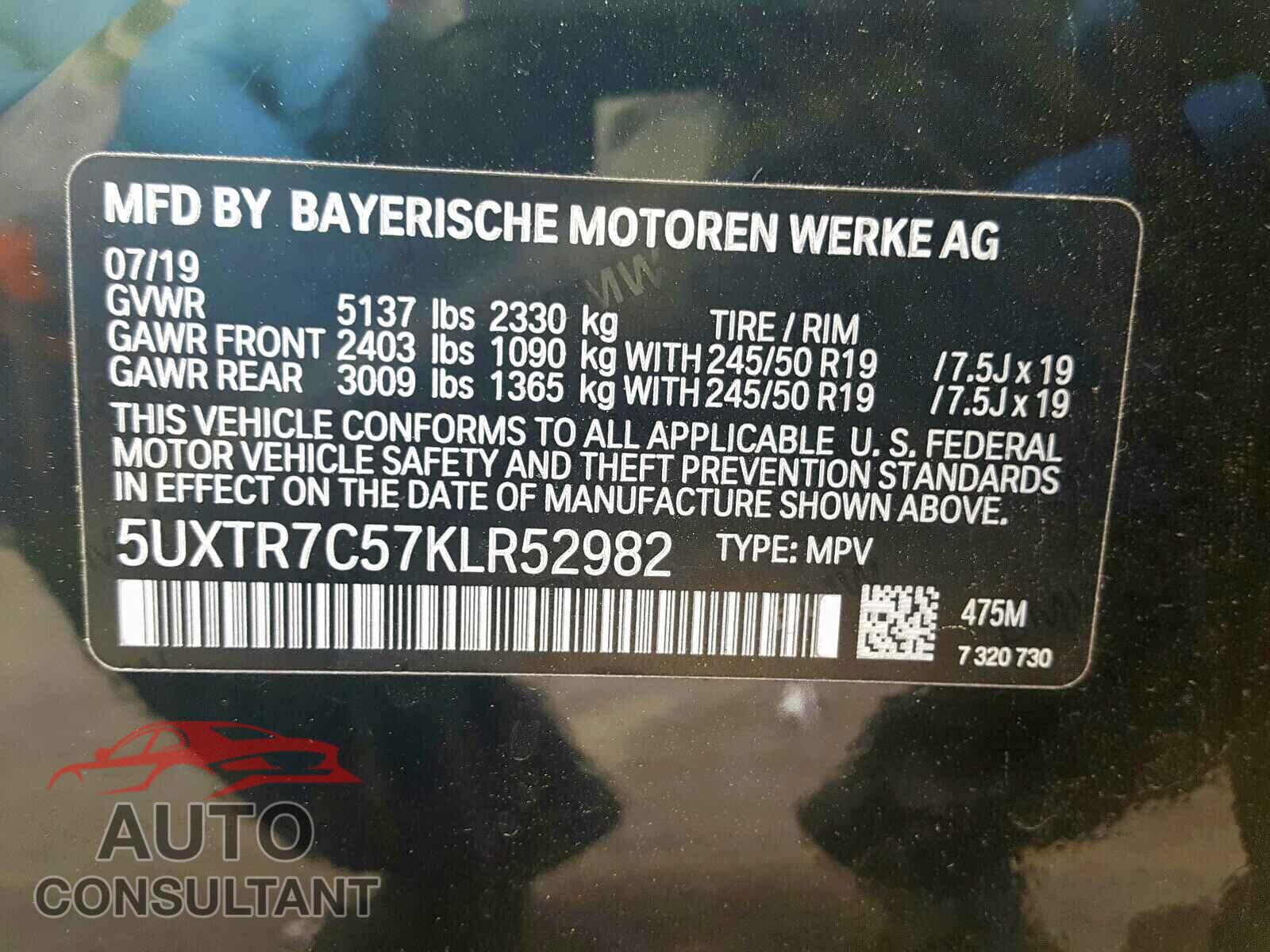 BMW X3 2019 - 1FDBF2B61KEE43439