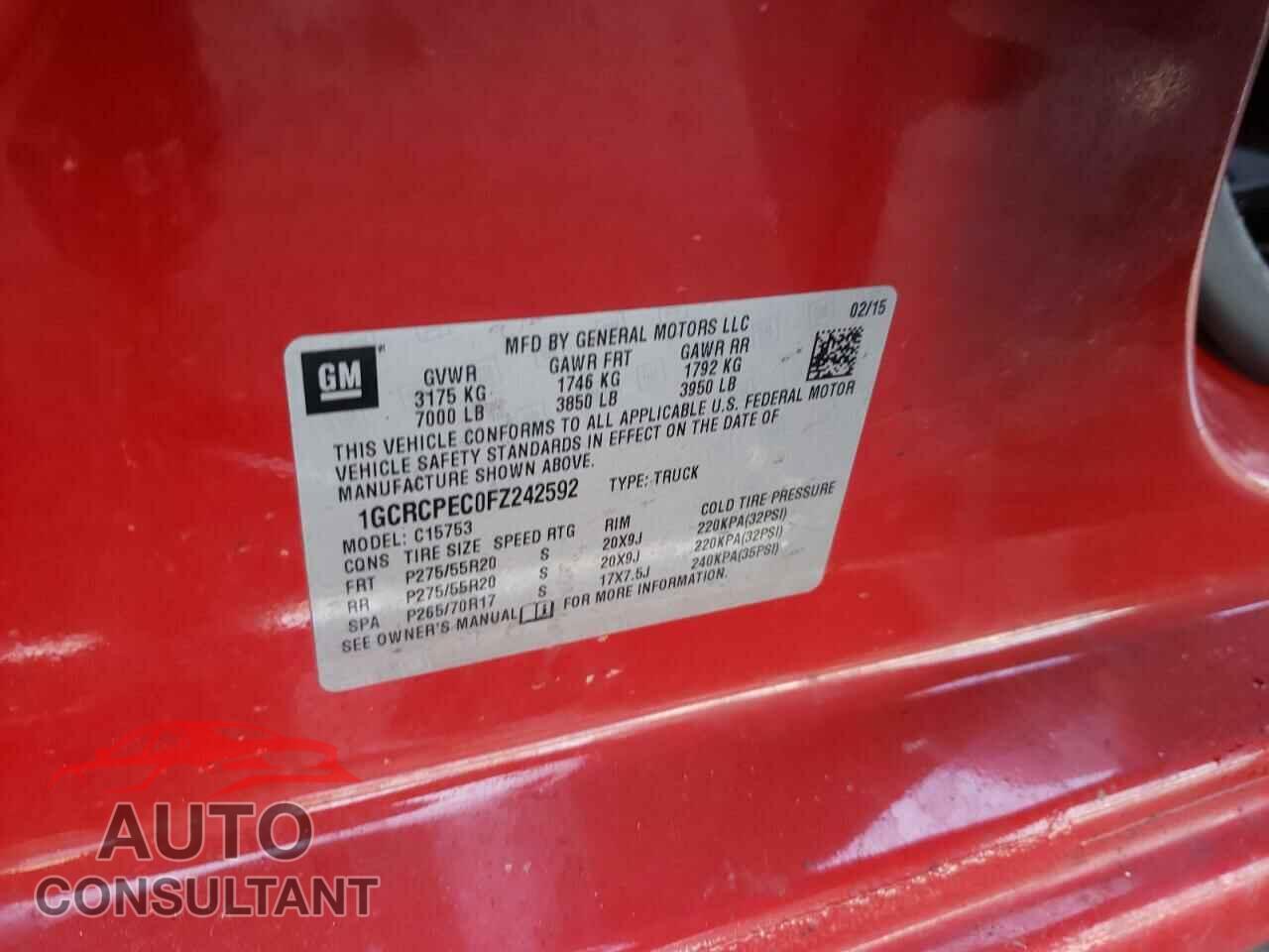 CHEVROLET SILVERADO 2015 - 1GCRCPEC0FZ242592