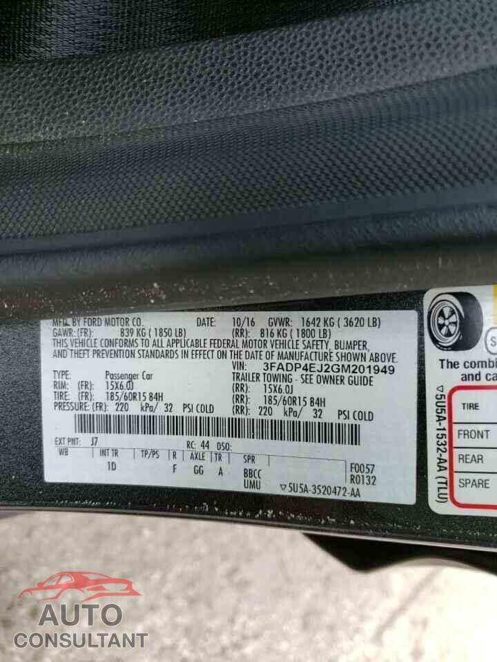FORD FIESTA 2016 - 3FADP4EJ2GM201949