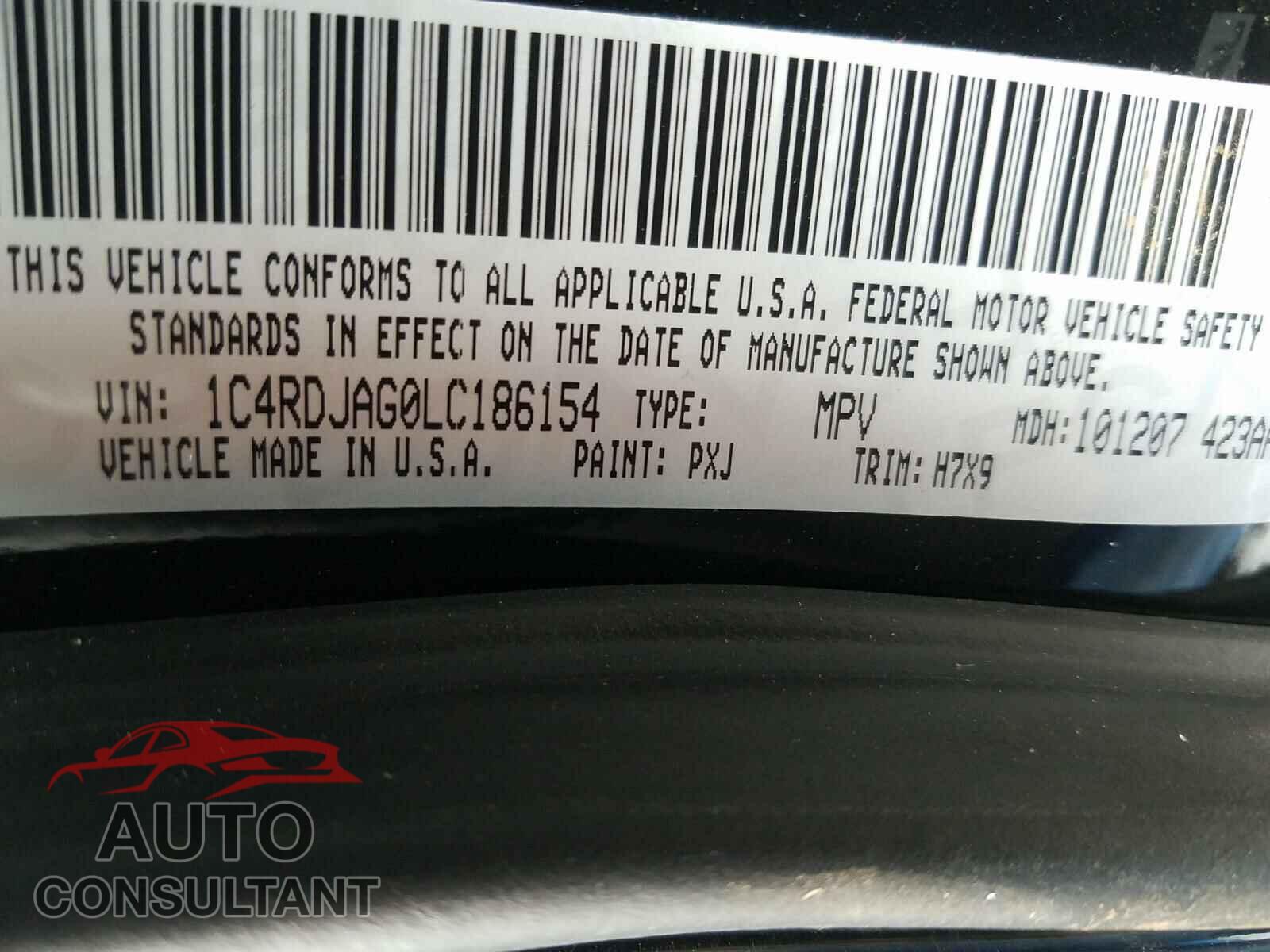 DODGE DURANGO 2020 - 1C4RDJAG0LC186154