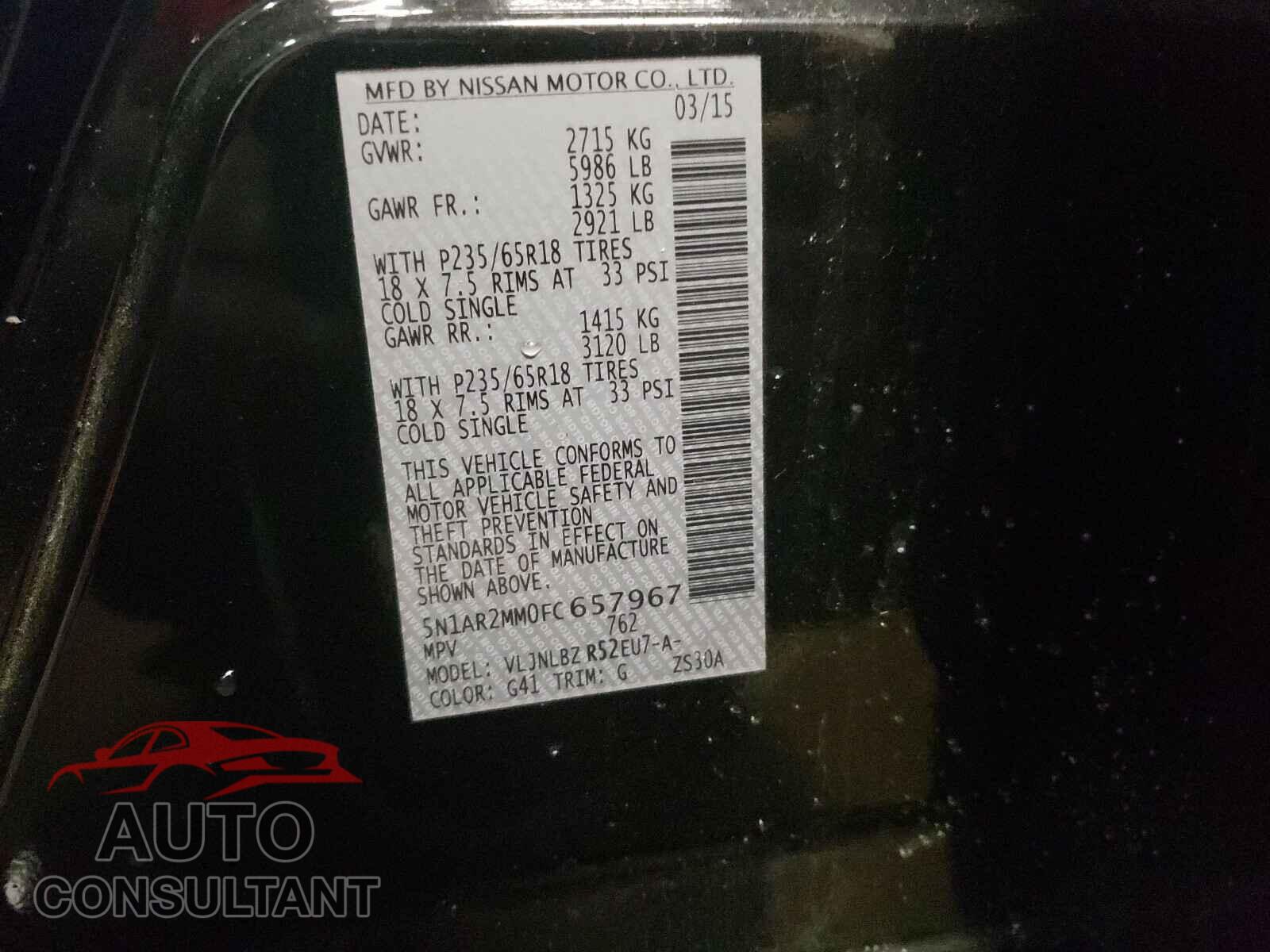 NISSAN PATHFINDER 2015 - JF2GTAEC6MH257669